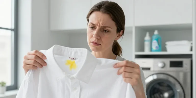 tache jaune sur vêtement blanc après lavage