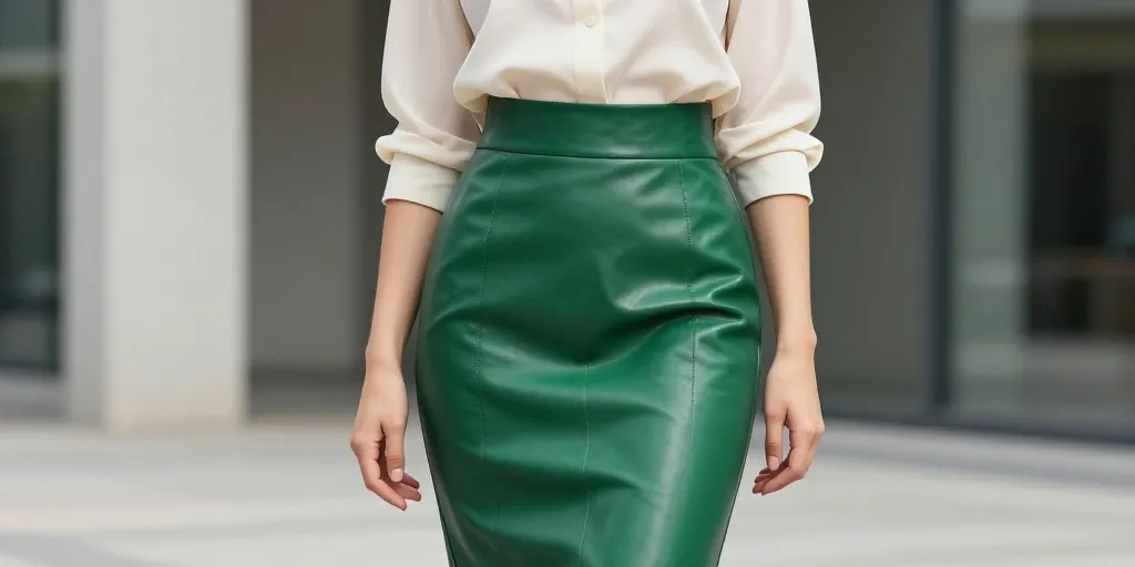 jupe cuir verte